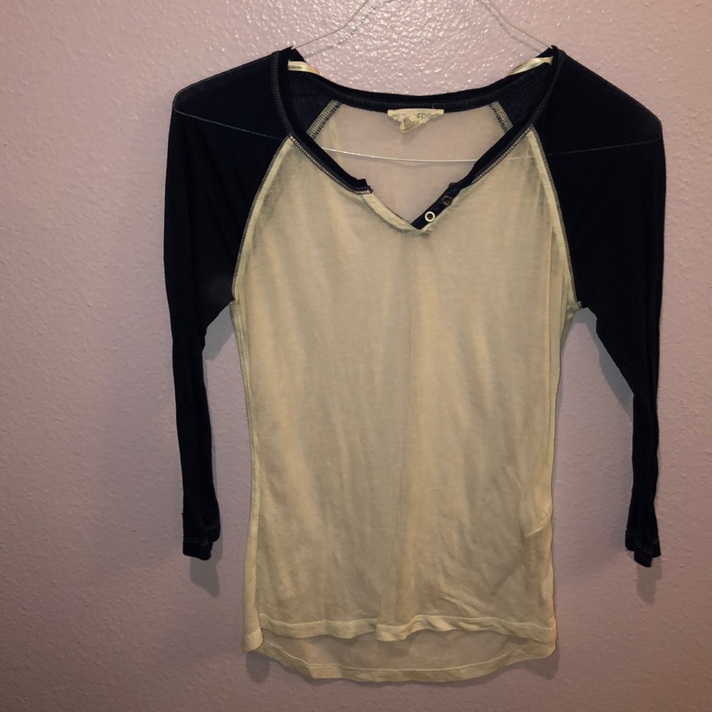 White with Navy Blue baseball style tee